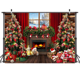 AIIKES 7x5FT Christmas Photography Backdrop - Fireplace, Winter, Xmas Window, Party Decorations - Photo Studio Props 12-641